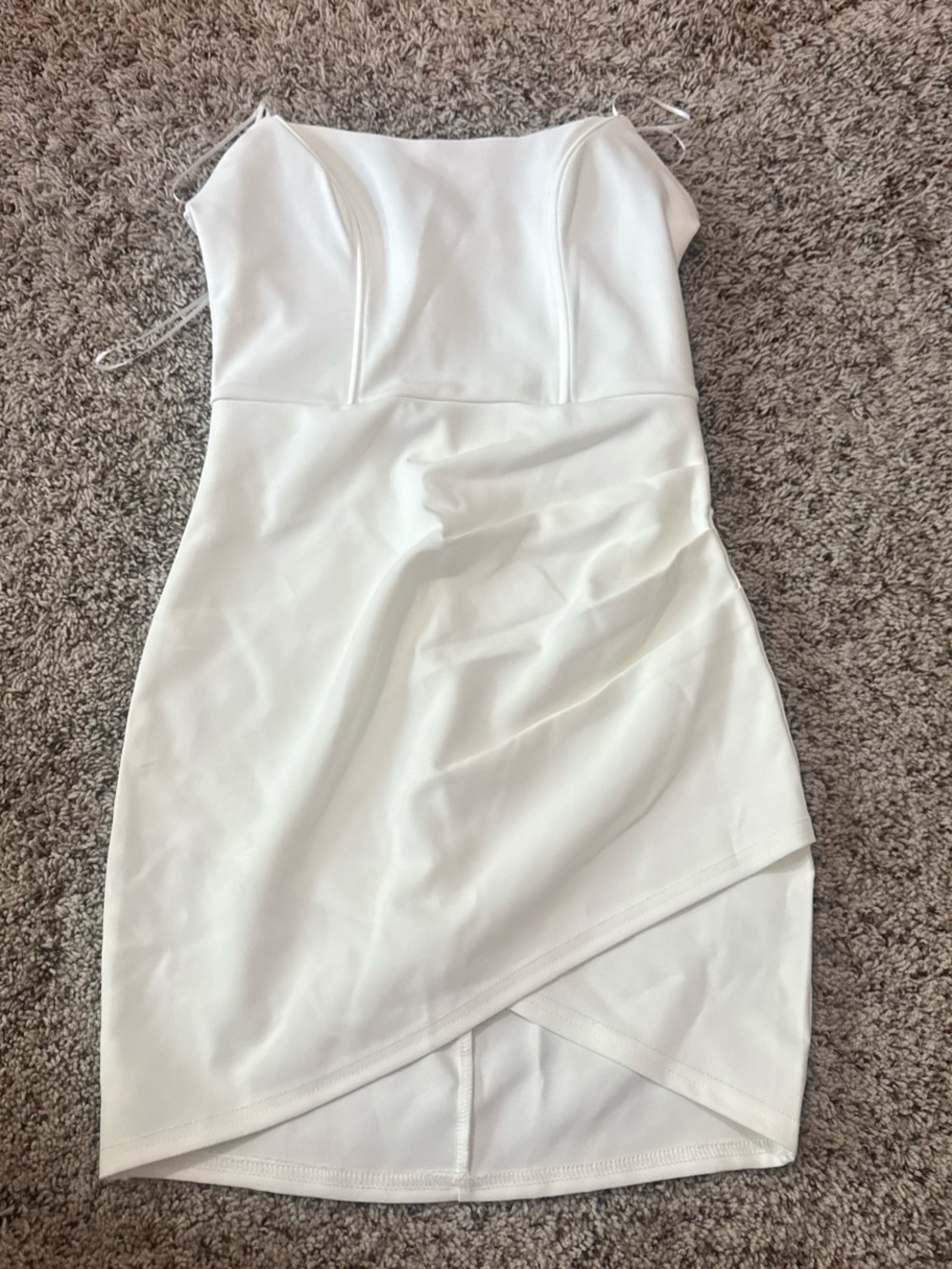 privy White Strapless Asymmetrical Mini Dress